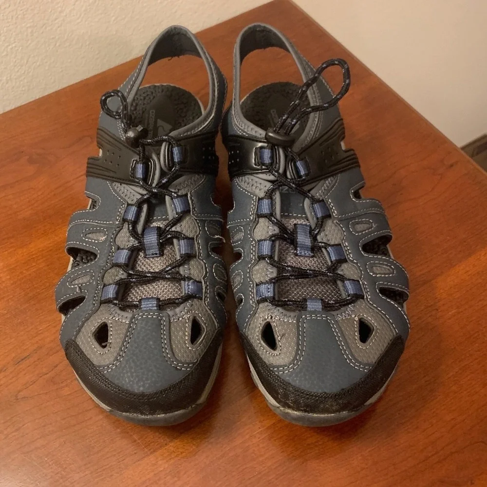 Ozark Trail Men's Sport Hiking Sandals Shoes Quick Lace Outdoor Gray Blue Mens 9